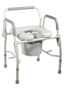 RETAIL: Deluxe Steel Drop-Arm Commode with Padded Seat